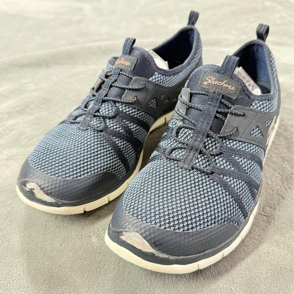 Skechers Air Cooled Shoes Womens Size 7.5 Blue Memory Foam Sneakers 23360S